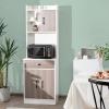 imageGiantex Pantry Organizers and Storage Tall Buffet Hutch Cabinet with Drawer Cabinet Shelf High Cupboard Sideboard Stationary Microwave Stand Wood Countertop White ampamp NaturalWhite  Natural