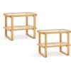 imageGiantex Rattan Side Table Set of 2 Boho End Table with Glass Top and 2Tier Storage Shelves Bedside Table for Small Spaces Bamboo Night Stand Coffee Table for Living Room Bedroom