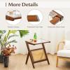 imageGiantex Rattan Side Table Set of 2 Boho Nightstand with Glass Top ampamp Magazine Rack End Table with Storage Bamboo Bedside Table for Small Space Living Room Bedroom NaturalWalnut