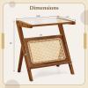 imageGiantex Rattan Side Table Set of 2 Boho Nightstand with Glass Top ampamp Magazine Rack End Table with Storage Bamboo Bedside Table for Small Space Living Room Bedroom NaturalWalnut