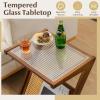 imageGiantex Rattan Side Table Set of 2 Boho Nightstand with Glass Top ampamp Magazine Rack End Table with Storage Bamboo Bedside Table for Small Space Living Room Bedroom NaturalWalnut