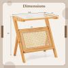imageGiantex Rattan Side Table Set of 2 Boho Nightstand with Glass Top ampamp Magazine Rack End Table with Storage Bamboo Bedside Table for Small Space Living Room Bedroom NaturalNatural