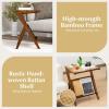 imageGiantex Rattan Side Table Set of 2 Boho Nightstand with Glass Top ampamp Magazine Rack End Table with Storage Bamboo Bedside Table for Small Space Living Room Bedroom NaturalWalnut