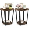 imageGiantex Round End Table 2Tier Side Sofa Table with Open Storage Shelf and Metal Frame Industrial Nightstand Bedside Table for Living Room Bedroom Small Space Accent Furniture WalnutRustic Brown