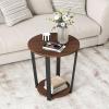 imageGiantex Round End Table 2Tier Side Sofa Table with Open Storage Shelf and Metal Frame Industrial Nightstand Bedside Table for Living Room Bedroom Small Space Accent Furniture WalnutWalnut