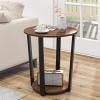 imageGiantex Round End Table 2Tier Side Sofa Table with Open Storage Shelf and Metal Frame Industrial Nightstand Bedside Table for Living Room Bedroom Small Space Accent Furniture WalnutWalnut