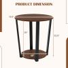 imageGiantex Round End Table 2Tier Side Sofa Table with Open Storage Shelf and Metal Frame Industrial Nightstand Bedside Table for Living Room Bedroom Small Space Accent Furniture WalnutWalnut