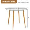 imageGiantex Round Glass Dining Table 355quot D x 30quot H Kitchen Dinner Table wTempered Glass Tabletop ampamp Metal Legs Circle Leisure Coffee Table for Dining Room ampamp Living Room Clear ampamp Natural 2 Pack