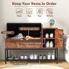 imageGiantex Rustic Brown Entryway Bench with Storage  Flip Top Box 2 Door Cabinets Padded Cushion Shoehorn 395 Shoe Organizer for Hallway FoyerRustic Brown