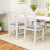 imageGiantex Set of 2 Dining Chairs White Upholstered Kitchen Chairs wPadded Seat ampamp Ladder Back Farmhouse Armless Side Chairs Modern Dining Room Chairs for Home Living Room RestaurantWhitegrey