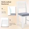 imageGiantex Set of 2 Dining Chairs White Upholstered Kitchen Chairs wPadded Seat ampamp Ladder Back Farmhouse Armless Side Chairs Modern Dining Room Chairs for Home Living Room RestaurantWhitegrey