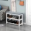 imageGiantex Shoe Bench Wood Shoe Rack Bench with Cushion Seat PU Seat Shoe Storage Organizer ThickPadded Shoe Shelf 3Tier Shoe Rack for Entryway Bedroom Living Room Hallway WhiteGreyWhitegrey