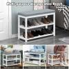 imageGiantex Shoe Bench Wood Shoe Rack Bench with Cushion Seat PU Seat Shoe Storage Organizer ThickPadded Shoe Shelf 3Tier Shoe Rack for Entryway Bedroom Living Room Hallway WhiteGreyWhitegrey