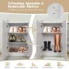 imageGiantex Shoe Cabinet Freestanding Shoe Rack Storage Organizer with 5Position Adjustable Shelves 2Door Storage Cabinet with 5 Open Compartments for Entryway Hallway Living Room White