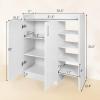 imageGiantex Shoe Cabinet Freestanding Shoe Rack Storage Organizer with 5Position Adjustable Shelves 2Door Storage Cabinet with 5 Open Compartments for Entryway Hallway Living Room White
