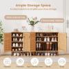 imageGiantex Shoe Cabinet with Doors 4Tier Farmhouse Shoe Rack Cabinet with 3 Adjustable Shelves Freestanding Wood Shoe Storage Cabinet for Entryway Closet Hallway Living Room