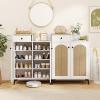 imageGiantex Shoe Cabinet with Doors 6Tier Shoe Organizer Cabinet with Drawer 6 Removable Shelves ampamp Metal Legs Modern Wooden Shoe Storage Cabinet for Entryway Closet Hallway Living Room White