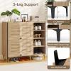 imageGiantex Shoe Cabinet with Flip ampamp Slide Doors Entry Way Shoe Rack Cabinet with Adjustable Cube Shelves Freestanding Wood Shoe Cabinet Storage for Entryway Closet Hallway Living Room Foyer OakLouvered Doors