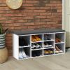 imageGiantex Shoe Storage Bench with Cushion Entryway Shoe Rack Bench Adjustable Shelves 10Cubbies Shoe Organizer Bench for Entryway Living Room Bedroom Hallway Closet Mudroom GreyWhite