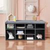 imageGiantex Shoe Storage Bench with Cushion Entryway Shoe Rack Bench Adjustable Shelves 10Cubbies Shoe Organizer Bench for Entryway Living Room Bedroom Hallway Closet Mudroom GreyGrey
