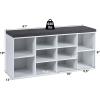 imageGiantex Shoe Storage Bench with Cushion Entryway Shoe Rack Bench Adjustable Shelves 10Cubbies Shoe Organizer Bench for Entryway Living Room Bedroom Hallway Closet Mudroom GreyWhite