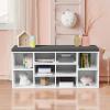 imageGiantex Shoe Storage Bench with Cushion Entryway Shoe Rack Bench Adjustable Shelves 10Cubbies Shoe Organizer Bench for Entryway Living Room Bedroom Hallway Closet Mudroom GreyWhite