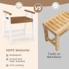 imageGiantex Shower Bench with Arms Waterproof HDPE Shower Stool for Bathroom Heavy Duty Sturdy Bath Seat for Seniors Elderly NonSlip Feet Spa Shower Chair for Inside Outdoor Brown ampamp WhiteBrown  White