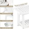 imageGiantex Shower Chair Waterproof HDPE Shower Seat with Storage Shelf Handles ampamp NonSlip Foot Pads 2Tier Shower Stool for Inside Shower Plastic Shower Bench for Bathtub Seniors Adults DisabledWhite