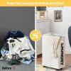 imageGiantex Slim Laundry Hamper on Wheels 10 Gal Rolling Laundry Basket for Bathroom Dorm Apartment 22quot Collapsible Laundry Hamper Clothes Storage Bins for Corner Narrow Place BeigeBeige