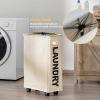 imageGiantex Slim Laundry Hamper on Wheels 10 Gal Rolling Laundry Basket for Bathroom Dorm Apartment 22quot Collapsible Laundry Hamper Clothes Storage Bins for Corner Narrow Place BeigeBeige