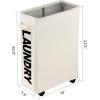 imageGiantex Slim Laundry Hamper on Wheels 10 Gal Rolling Laundry Basket for Bathroom Dorm Apartment 22quot Collapsible Laundry Hamper Clothes Storage Bins for Corner Narrow Place BeigeBeige