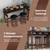 imageGiantex Small Dining Table Set for 2  Bar Table and 2 Bar Stools Sofa Table with Outlets USB Ports Breakfast Nook Table Set 3Piece Bar Table and Chairs Set Kitchen Table Set BlackWalnutBlackwalnut