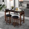 imageGiantex Small Dining Table Set for 2  Bar Table and 2 Bar Stools Sofa Table with Outlets USB Ports Breakfast Nook Table Set 3Piece Bar Table and Chairs Set Kitchen Table Set BlackWalnutBlackwalnut