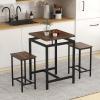 imageGiantex Small Dining Table Set for 2  Counter Height Table Set with 2 Stools Floating Tabletop Footrest Metal Frame Breakfast Nook Table Set for Apartment Kitchen Table Chairs Set of 2 Brown