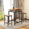 imageGiantex Small Dining Table Set for 2  Counter Height Table Set with 2 Stools Floating Tabletop Footrest Metal Frame Breakfast Nook Table Set for Apartment Kitchen Table Chairs Set of 2 Brown