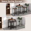 imageGiantex Small Dining Table Set for 2  Counter Height Table Set with 2 Stools Floating Tabletop Footrest Metal Frame Breakfast Nook Table Set for Apartment Kitchen Table Chairs Set of 2 Brown