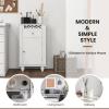 imageGiantex Storage Floor Cabinet WOne Cabinet TwoLayer Adjustable Shelves ampamp One Drawer Bathroom Cupboard Organizer Kitchen Collection Cabinet Shelf Nightstand End Table White 1 Drawer