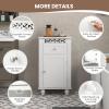 imageGiantex Storage Floor Cabinet WOne Cabinet TwoLayer Adjustable Shelves ampamp One Drawer Bathroom Cupboard Organizer Kitchen Collection Cabinet Shelf Nightstand End Table White 1 Drawer