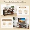 imageGiantex TV Stand for Bedroom Entertainment Center for TVs up to 50quot 3Tier Media Console Table with Outlets USB PortsStorage Shelves Metal Frame 435quot TV Table for Living Room Rustic Brown