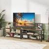 imageGiantex TV Stand for Bedroom Entertainment Center for TVs up to 50quot 3Tier Media Console Table with Outlets USB PortsStorage Shelves Metal Frame 435quot TV Table for Living Room Rustic Brown
