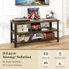 imageGiantex TV Stand for Bedroom Entertainment Center for TVs up to 50quot 3Tier Media Console Table with Outlets USB PortsStorage Shelves Metal Frame 435quot TV Table for Living Room Rustic Brown