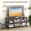 imageGiantex TV Stand for Bedroom and Living Room  3Tier Industrial Entertainment Center with Open Storage Shelves Metal Frame 435quot TV Console Table for TVs Up to 50 Inchs Rustic Brown TV Table