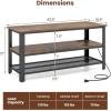 imageGiantex TV Stand for Bedroom and Living Room  3Tier Industrial Entertainment Center with Open Storage Shelves Metal Frame 435quot TV Console Table for TVs Up to 50 Inchs Rustic Brown TV Table
