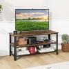 imageGiantex TV Stand for Bedroom and Living Room  3Tier Industrial Entertainment Center with Open Storage Shelves Metal Frame 435quot TV Console Table for TVs Up to 50 Inchs Rustic Brown TV Table
