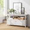 imageGiantex TV Stand with Power Outlet for TVs up to 50 Inch Entertainment Center with 2Door Cabinet Storage Shelf 2 Cable Holes Modern Media Console Table for Living Room Bedroom TV Cabinet WhiteWhite