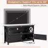 imageGiantex TV Stand with Power Outlet for TVs up to 50 Inch Entertainment Center with 2Door Cabinet Storage Shelf 2 Cable Holes Modern Media Console Table for Living Room Bedroom TV Cabinet WhiteBlack