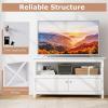imageGiantex TV Stand with Power Outlet for TVs up to 50 Inch Entertainment Center with 2Door Cabinet Storage Shelf 2 Cable Holes Modern Media Console Table for Living Room Bedroom TV Cabinet WhiteWhite