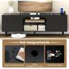 imageGiantex TV Stand with Power Outlet for TVs up to 60 Entertainment Center with Cable Hole Cabinets Adjustable Shelf Modern Media Console Television Stands for Living Room Bedroom Rustic BrownBlack