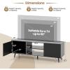 imageGiantex TV Stand with Power Outlet for TVs up to 60 Entertainment Center with Cable Hole Cabinets Adjustable Shelf Modern Media Console Television Stands for Living Room Bedroom Rustic BrownBlack
