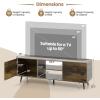 imageGiantex TV Stand with Power Outlet for TVs up to 60 Entertainment Center with Cable Hole Cabinets Adjustable Shelf Modern Media Console Television Stands for Living Room Bedroom Rustic BrownRustic Brown
